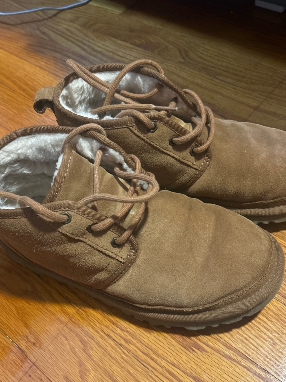 UGG Chestnut Brown Suede Lace-Up Shoe with Shearling Lining